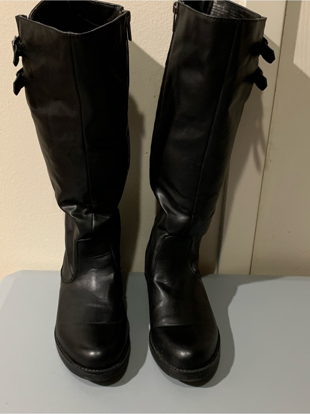 Kenneth Cole Black Over-the-Knee Leather-Look Boots